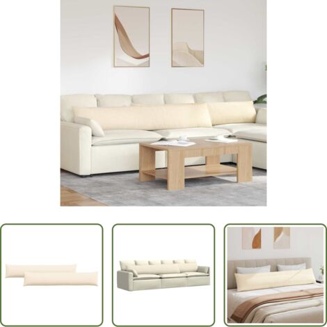 Cuscini in corduroy -  Cuscini da Divano 2 pcs Crema 200 x 40 cm Tessuto in Cords