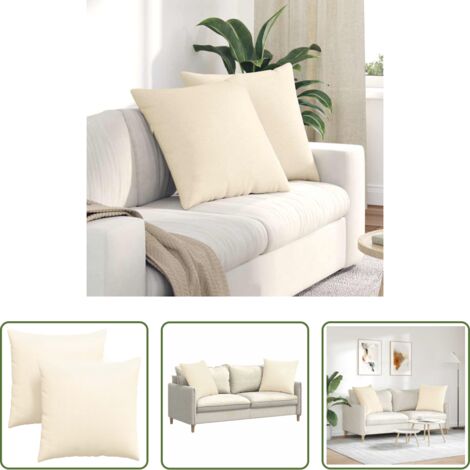 Cuscini in corduroy -  Cuscini da Divano 2 pcs Crema 60 x 60 cm Tessuto in Cords