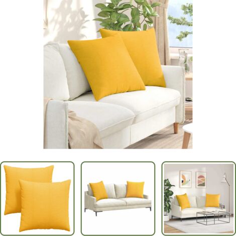 Cuscini in corduroy -  Cuscini da Divano 2 pcs Giallo Chiaro 80 x 80 cm
