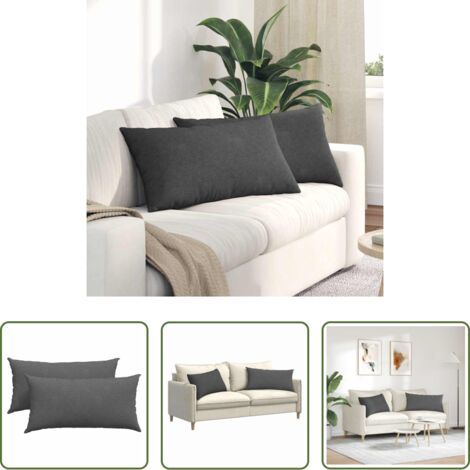 Cuscini in corduroy -  Cuscini da Divano 2 pcs Grigio scuro 80 x 40 cm