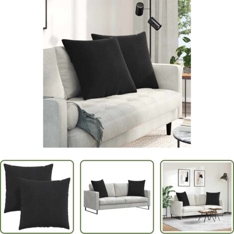 Cuscini in corduroy -  Cuscini da Divano 2 pcs Nero 80 x 80 cm Tessuto in Cords