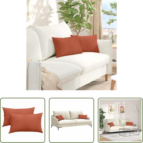 Cuscini in corduroy -  Cuscini da Divano 2 pcs Rosso Arancio 50 x 30 cm