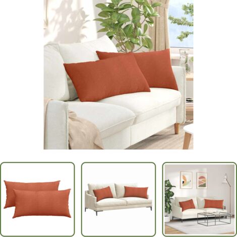 Cuscini in corduroy -  Cuscini da Divano 2 pcs Rosso Arancio 80 x 40 cm