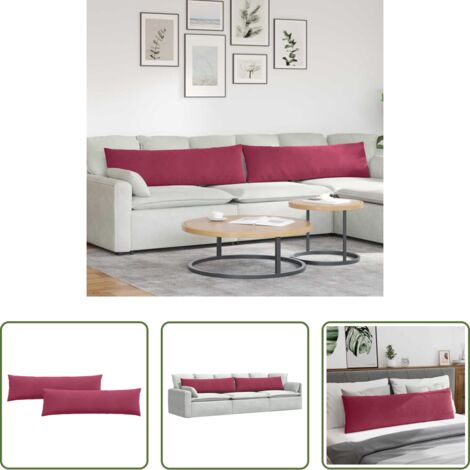Cuscini in corduroy -  Cuscini da Divano 2 pcs Rosso Vino 145 x 40 cm Tessuto in Cords