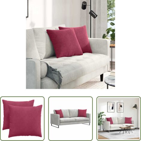 Cuscini in corduroy -  Cuscini da Divano 2 pcs Rosso Vino 45 x 45 cm Tessuto in Cords