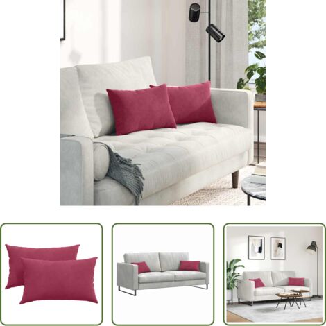 Cuscini in corduroy -  Cuscini da Divano 2 pcs Rosso vino 50 x 30 cm Tessuto in Cords