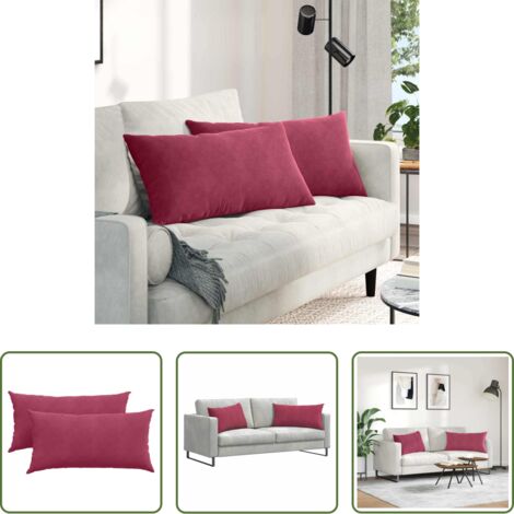 Cuscini in corduroy -  Cuscini da Divano 2 pcs Rosso Vino 80 x 40 cm Tessuto in Cords
