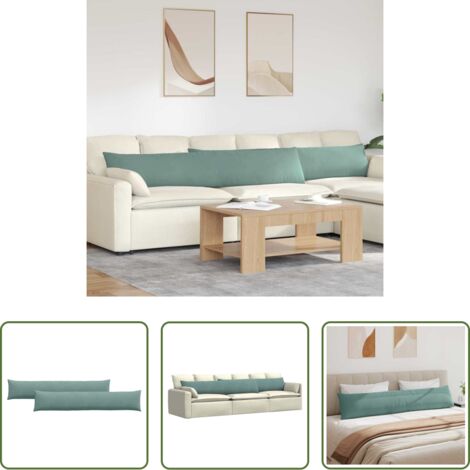 Cuscini in corduroy -  Cuscini da Divano 2 pcs Verde Mare 200 x 40 cm Tessuto in Cords