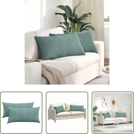 Cuscini in corduroy -  Cuscini da Divano 2 pcs Verde Mare 80 x 40 cm Tessuto in Cords