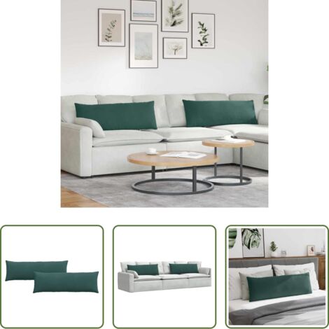 Cuscini in corduroy -  Cuscini da Divano 2 pcs Verde Scuro 120 x 40 cm