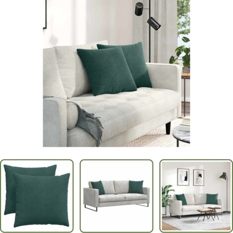 Cuscini in corduroy -  Cuscini da Divano 2 pcs Verde Scuro 45 x 45 cm Tessuto in Cords