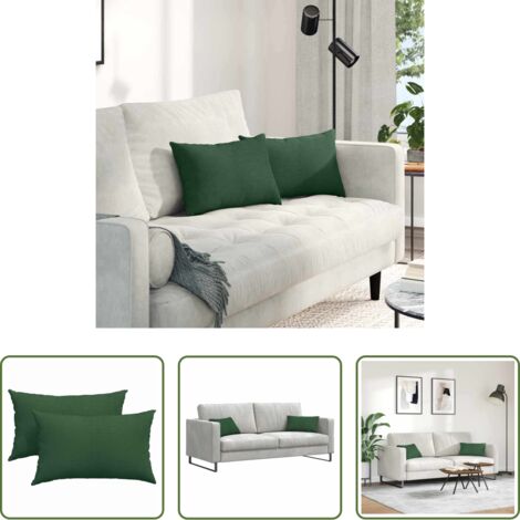 Cuscini in corduroy -  Cuscini da Divano 2 pcs Verde Scuro 50 x 30 cm Tessuto in Cords
