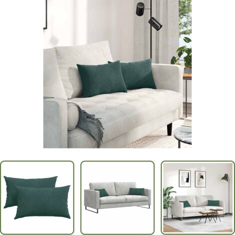 Cuscini in corduroy -  Cuscini da Divano 2 pcs Verde scuro 50 x 30 cm Tessuto in Cords
