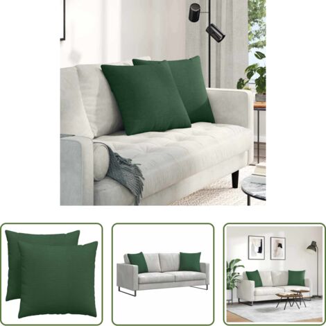 Cuscini in corduroy -  Cuscini da Divano 2 pcs Verde Scuro 50 x 50 cm Tessuto in Cords