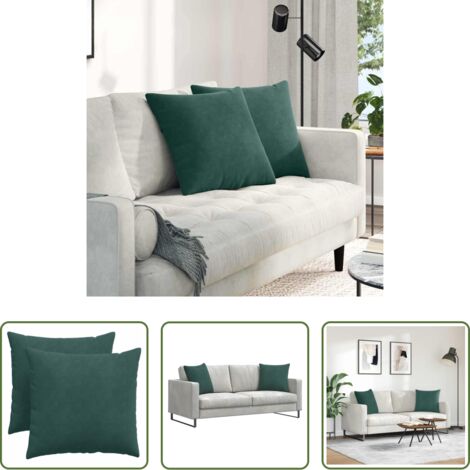Cuscini in corduroy -  Cuscini da Divano 2 pcs Verde Scuro 50 x 50 cm Tessuto in Cords