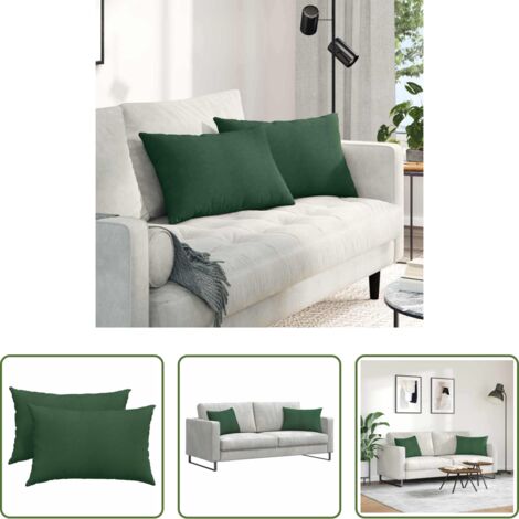 Cuscini in corduroy -  Cuscini da Divano 2 pcs Verde Scuro 60 x 40 cm Tessuto in Cords