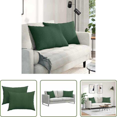 Cuscini in corduroy -  Cuscini da Divano 2 pcs Verde Scuro 70 x 50 cm Tessuto in Cords
