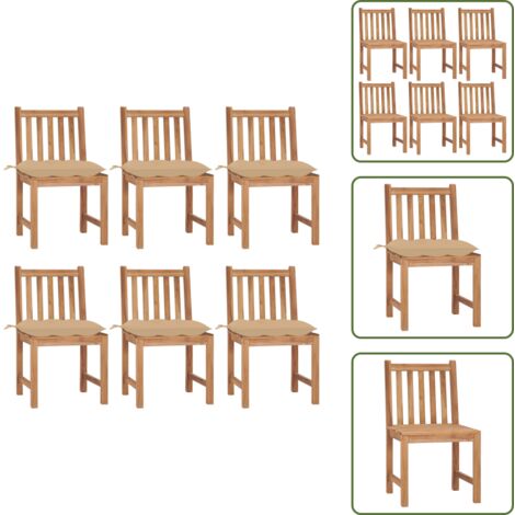 Cuscini in legno - vidaXL Sedie da Giardino 6 pz con Cuscini in Legno Massello di Teak - Mobili da giardino
