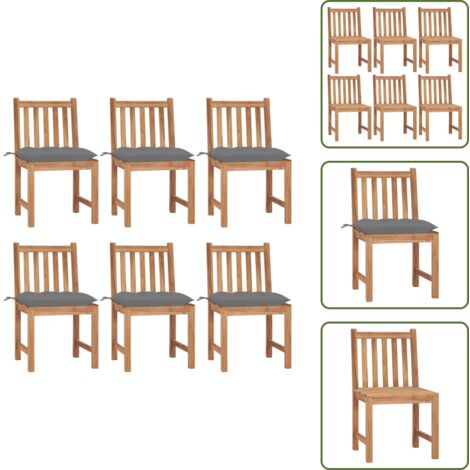 Cuscini in legno - vidaXL Sedie da Giardino 6 pz con Cuscini in Legno Massello di Teak - Sedie da patio