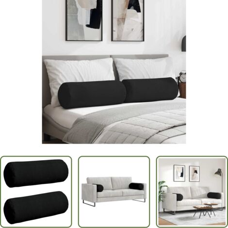 Cuscini in microfibra -  Cuscini a rullo 2 pcs Nero Ø 25 x 70 cm Tessuto in Microfibra