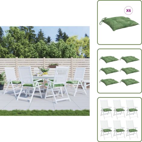 Cuscini in poliestere - vidaXL Cuscini per Sedia 6 pz Motivo a Foglie 50x50x7 cm Tessuto - Cuscini antiscivolo