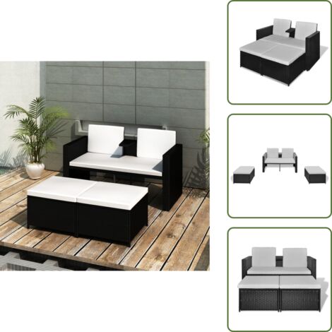 Cuscini in polirattan - vidaXL Set Divani da Giardino 4 pz con Cuscini in Polyrattan Nero - Lettino da giardino