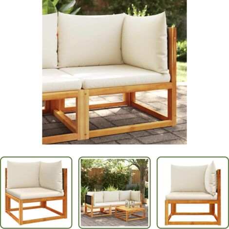 Cuscini in rattan -  Divano da giardino angolare con cuscini in legno di acacia e rattan