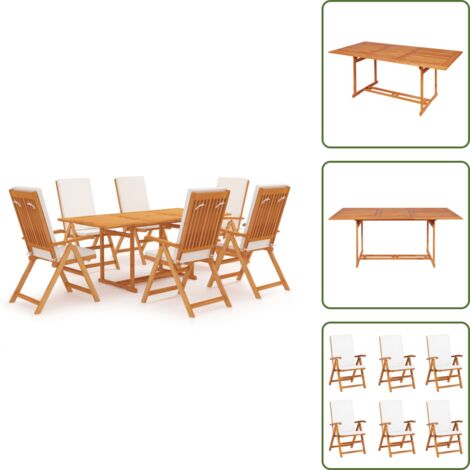 Cuscini in teak - vidaXL Set da Pranzo da Giardino 7 pz con Cuscini Legno di Teak - Mobili da giardino