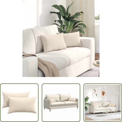 Cuscini in tessuto -  Cuscini da Divano 2 pcs Beige 50 x 30 cm Tessuto