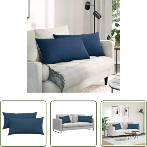 Cuscini in tessuto -  Cuscini da Divano 2 pcs Blu 80 x 40 cm Tessuto
