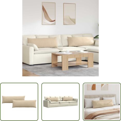 Cuscini in tessuto -  Cuscini da Divano 2 pcs Crema 120 x 40 cm Tessuto