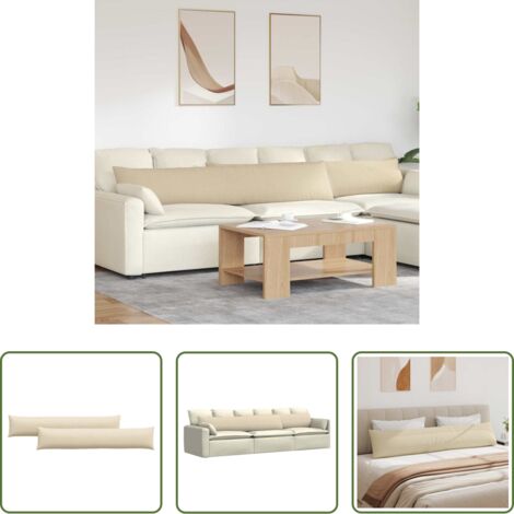 Cuscini in tessuto -  Cuscini da Divano 2 pcs Crema 200 x 40 cm Tessuto