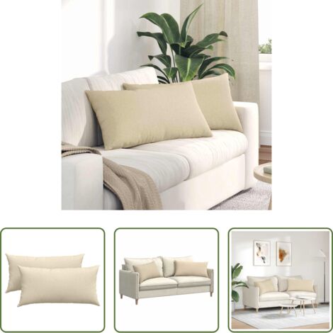 Cuscini in tessuto -  Cuscini da Divano 2 pcs Crema 80 x 40 cm Tessuto