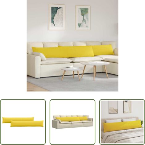 Cuscini in tessuto -  Cuscini da Divano 2 pcs Giallo Chiaro 200 x 40 cm Tessuto