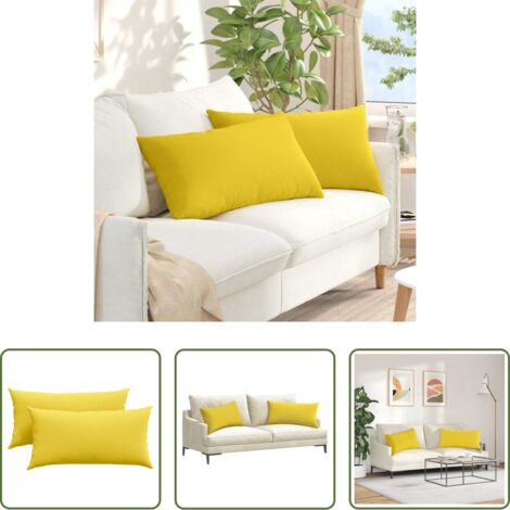 Cuscini in tessuto -  Cuscini da Divano 2 pcs Giallo Chiaro 80 x 40 cm Tessuto