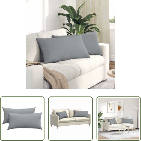 Cuscini in tessuto -  Cuscini da Divano 2 pcs Grigio chiaro 80 x 40 cm Tessuto