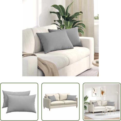 Cuscini in tessuto -  Cuscini da Divano 2 pcs Grigio Nuvola 60 x 40 cm Tessuto