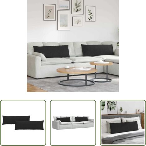 Cuscini in tessuto -  Cuscini da Divano 2 pcs Nero 120 x 40 cm Tessuto