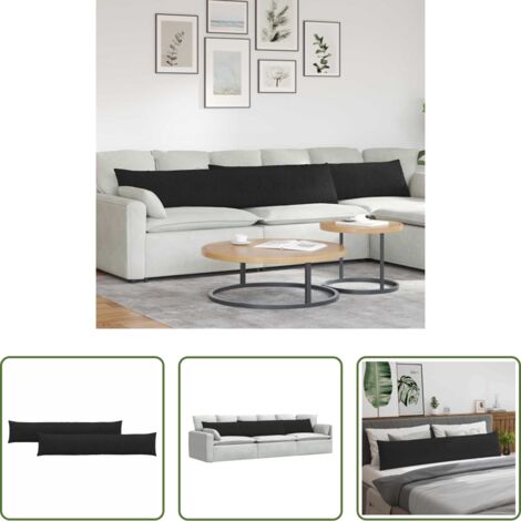 Cuscini in tessuto -  Cuscini da Divano 2 pcs Nero 200 x 40 cm Tessuto