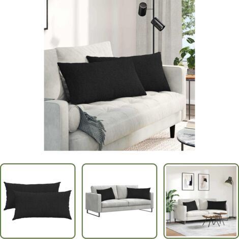Cuscini in tessuto -  Cuscini da Divano 2 pcs Nero 80 x 40 cm Tessuto