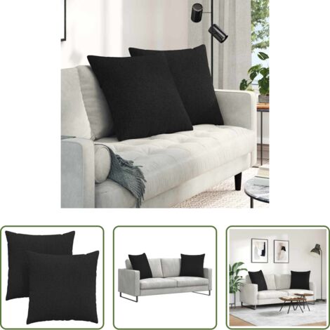 Cuscini in tessuto -  Cuscini da Divano 2 pcs Nero 80 x 80 cm Tessuto
