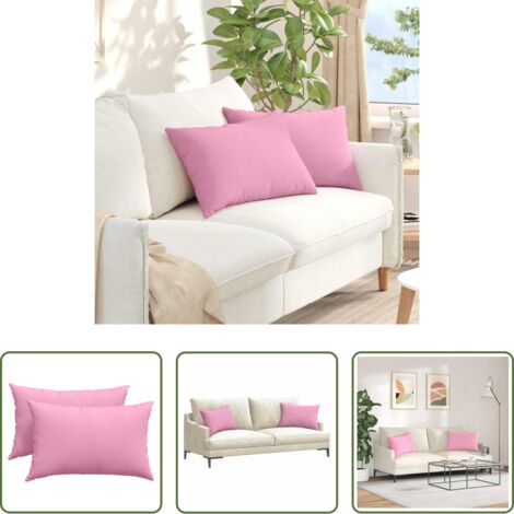 Cuscini in tessuto -  Cuscini da Divano 2 pcs Rosa 60 x 40 cm Tessuto