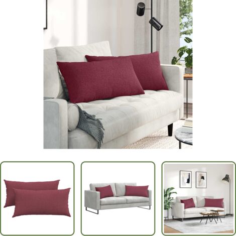 Cuscini in tessuto -  Cuscini da Divano 2 pcs Rosso Vino 80 x 40 cm Tessuto