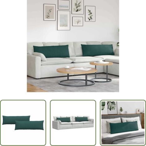 Cuscini in tessuto -  Cuscini da Divano 2 pcs Verde Scuro 120 x 40 cm Tessuto