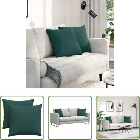 Cuscini in tessuto -  Cuscini da Divano 2 pcs Verde Scuro 45 x 45 cm Tessuto