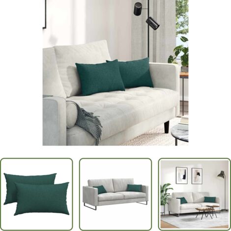 Cuscini in tessuto -  Cuscini da Divano 2 pcs Verde Scuro 50 x 30 cm Tessuto