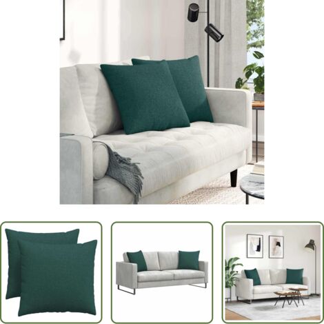 Cuscini in tessuto -  Cuscini da Divano 2 pcs Verde Scuro 50 x 50 cm Tessuto