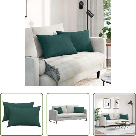 Cuscini in tessuto -  Cuscini da Divano 2 pcs Verde Scuro 60 x 40 cm Tessuto