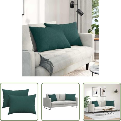 Cuscini in tessuto -  Cuscini da Divano 2 pcs Verde Scuro 70 x 50 cm Tessuto