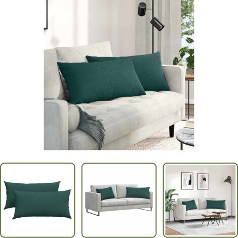 Cuscini in tessuto -  Cuscini da Divano 2 pcs Verde Scuro 80 x 40 cm Tessuto